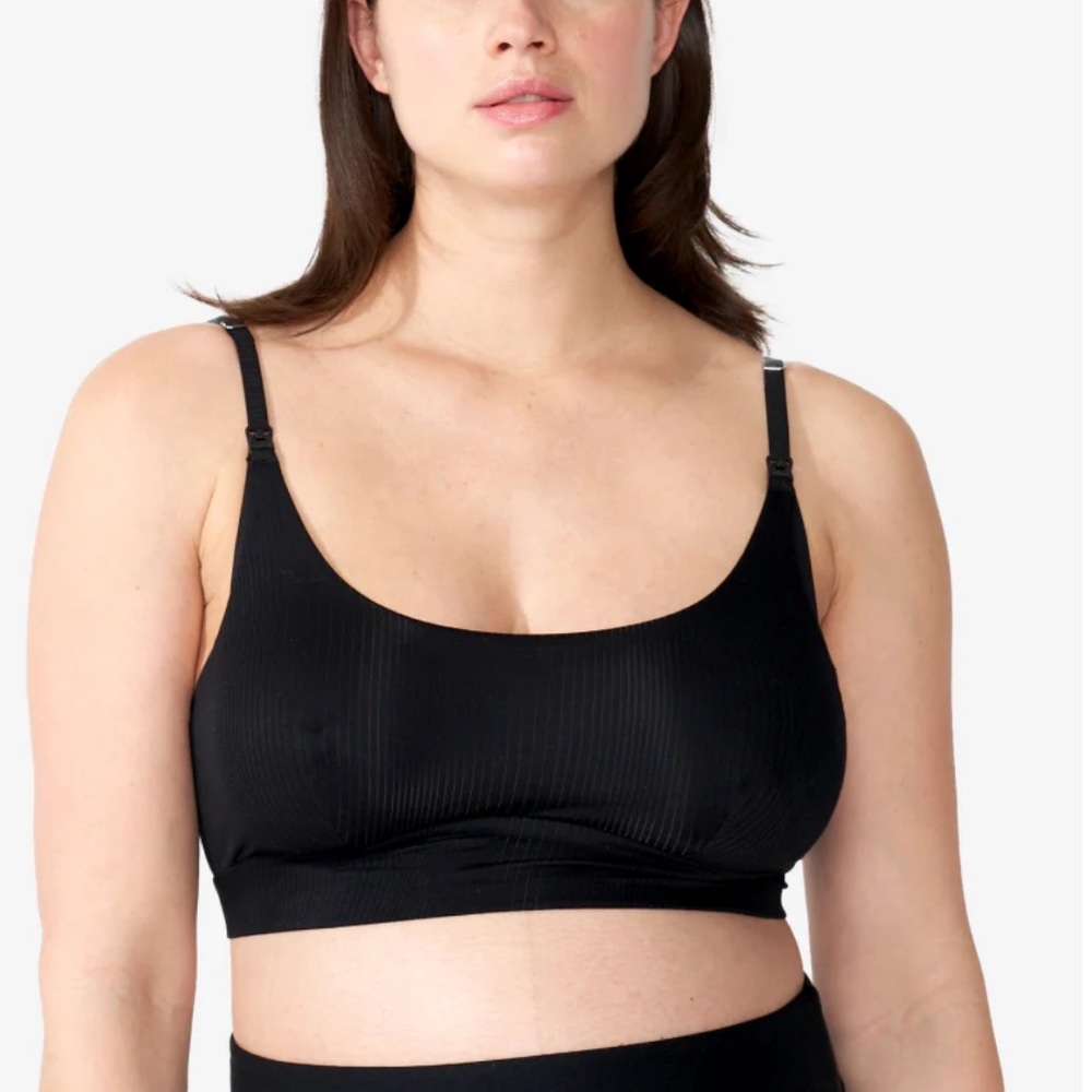 Bodily Maternity and Nursing Black Ribbed Bra micromodal Medium